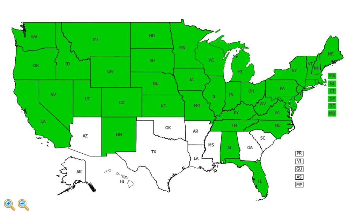 Nightshades distribution - United States